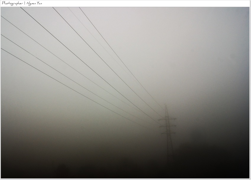 ...fog туман, небо, провода