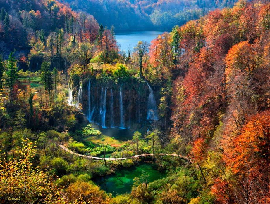 Барви Плітвицьких озер осінь, озера, водоспади, плітвице, хорватія