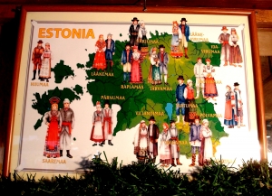 Map and national clothing of Estonia