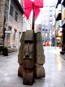 Sculptures in the pedestrian street