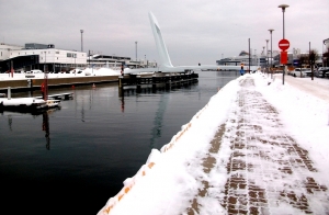 View of the pedestrian bridge in the seaport