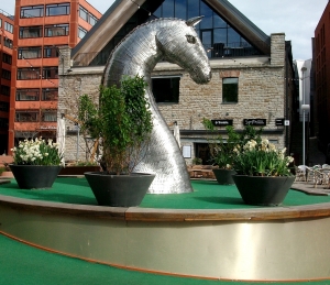 Metal sculpture of a horse