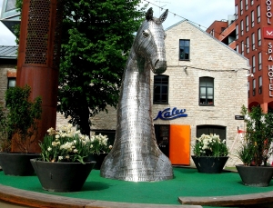 Metal sculpture of a horse