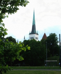 View of St. Olaf's Church from the memorial oak tree dedicated to T.G. Shevchenko