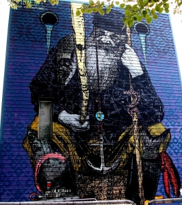 "Ancient mariner" is a ceramic fresco on the wall of a house in Tallinn's seaport