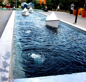 Pool with toy boats