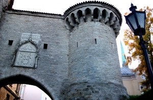 View from the Big Sea gate to the spire of St. Olaf's church