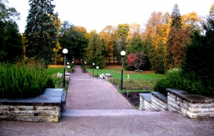 A path with lanterns in Kadriorg park