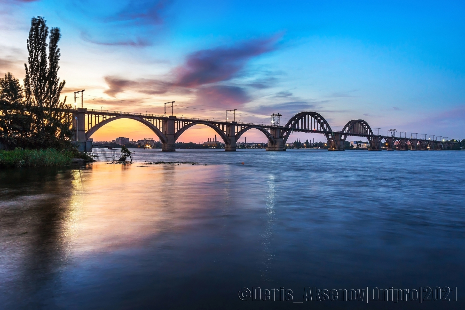 * архитектура, город, днепр, мост, небо, переправа, поезд, природа, река, украина