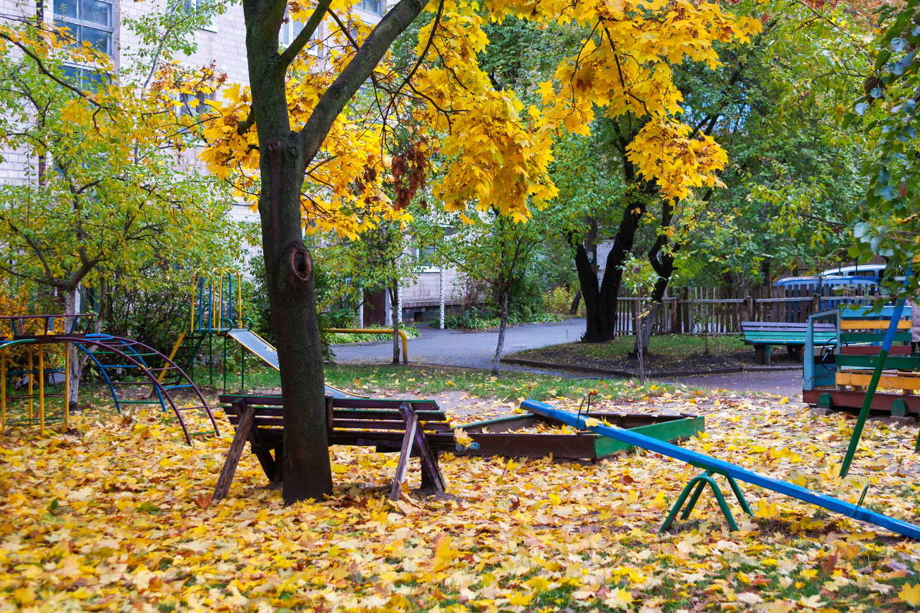 Осень дворик в Москве фото
