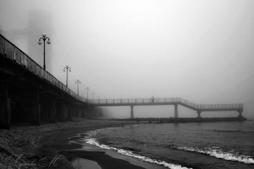 *** туман, море, черно-белое