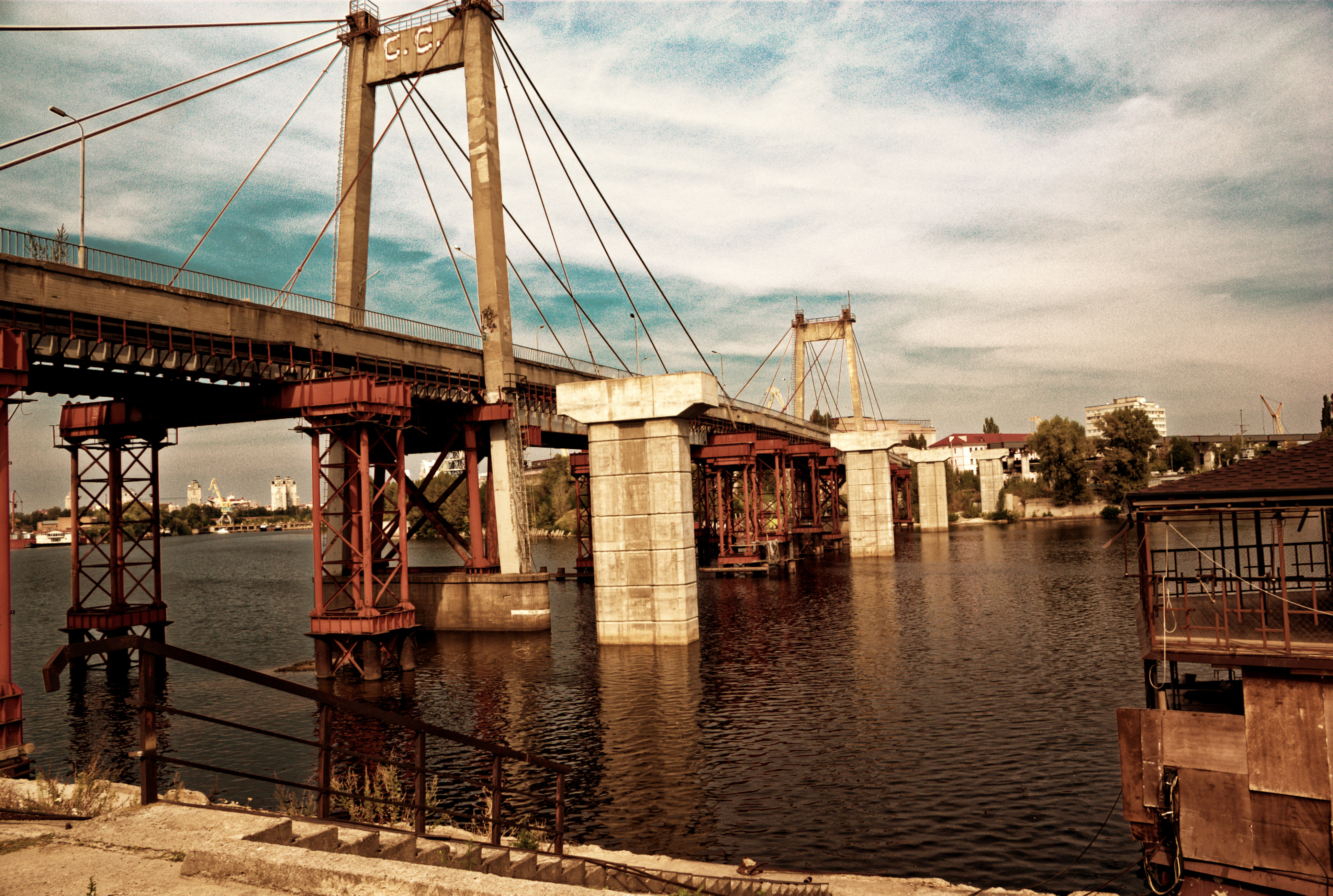river; road; side; water; bridge