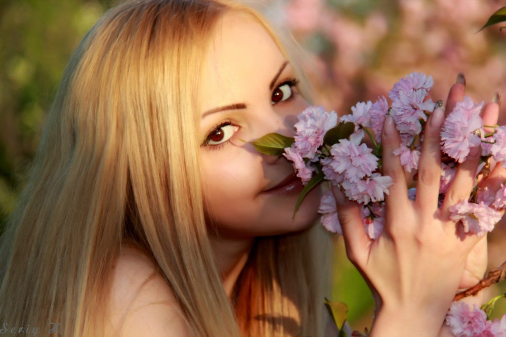 Нежность нежность, девушка, природа, цветы, умиления