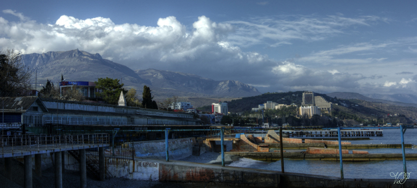 Алушта море, алушта, hdr, горы, крым