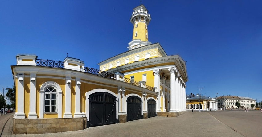Каланча кострома, каланча, пожарный, центр, город, пейзаж