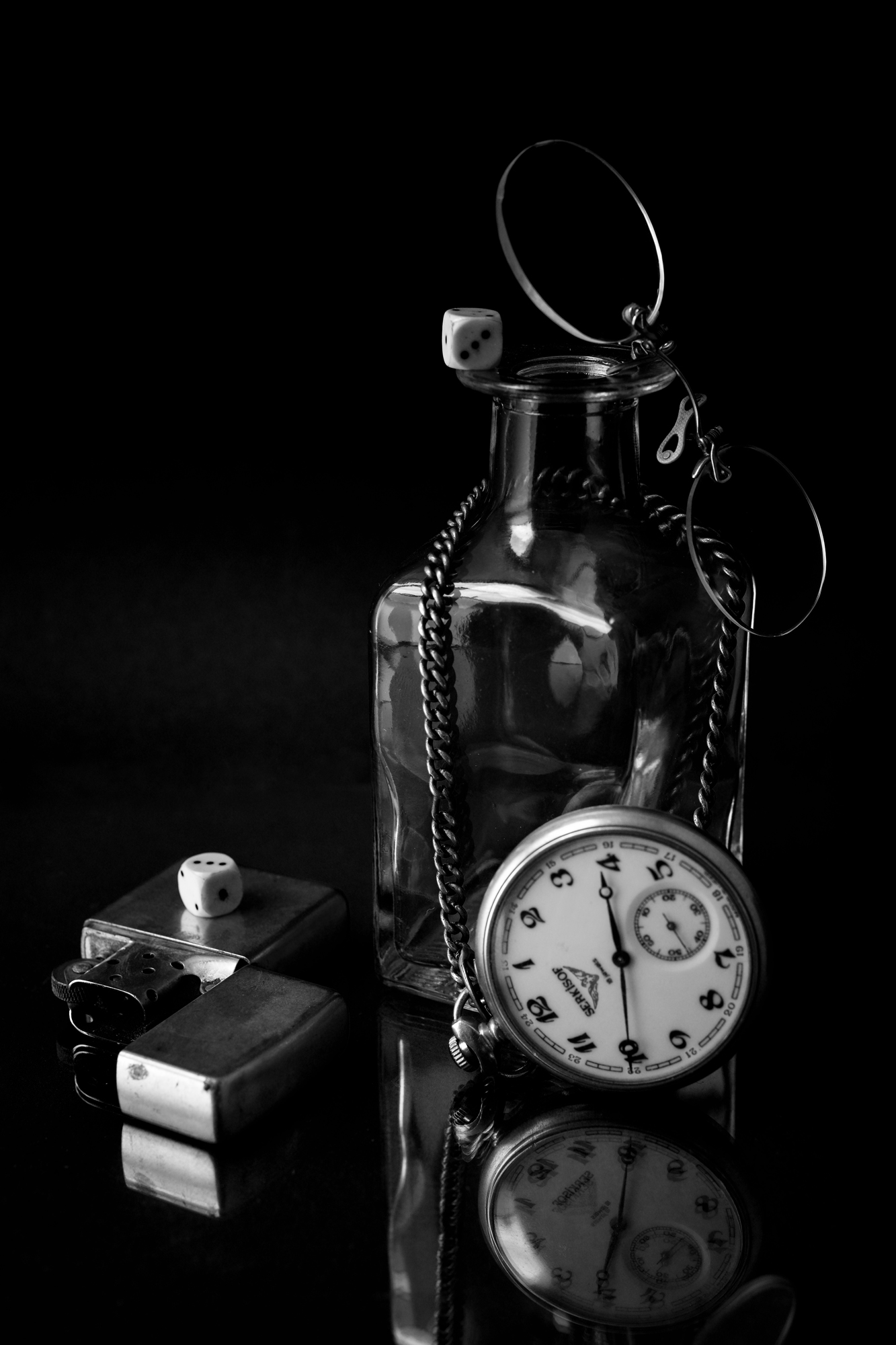 Watches, pince-nez and lighter